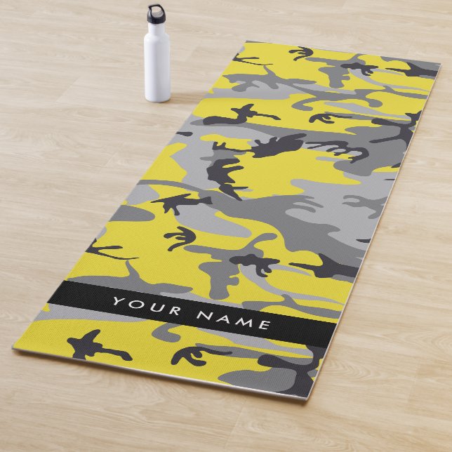 Gelb und Grau Camouflage Ihr Name personalisieren Yogamatte (Beispiel)