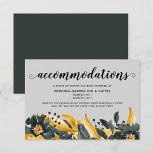 Gelb und grau florale Modernes Elegantes Wedding H RSVP Karte