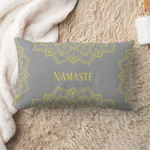 Gelb und Grau Mandala Lumbar Kissen