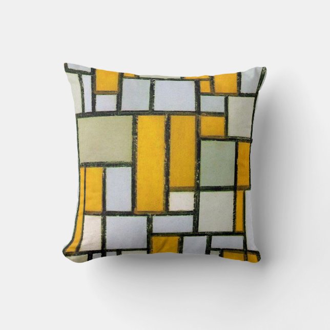 Gelb und Grau, Mondrian Kissen (Vorderseite)