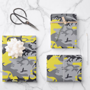 Gelb und Grau Tarnung, Militär, Armee Geschenkpapier Set