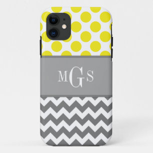 Gelb und grau, Zickzack, Polka-Punkte iphone 5 title_seo2