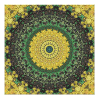 Gelb und Grün Kaleidoskop Mandala Muster