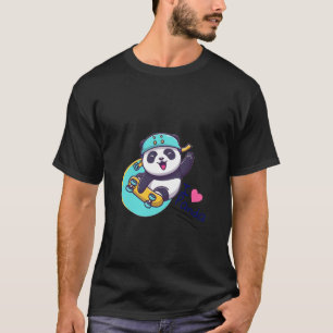 Gelb und grün Modernes Niedliches Panda T-Shirt