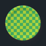 Gelb und grün pappteller<br><div class="desc">Abstrakte Digitalkunst der grünen und grünen Quadrate in einer karierten Formation</div>