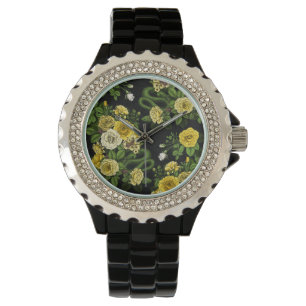 Gelb und grün versteckt in den Rose Armbanduhr