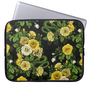 Gelb und grün versteckt in den Rose Laptopschutzhülle