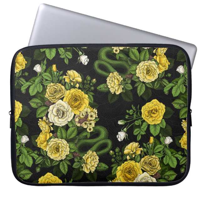 Gelb und grün versteckt in den Rose Laptopschutzhülle (Vorderseite)