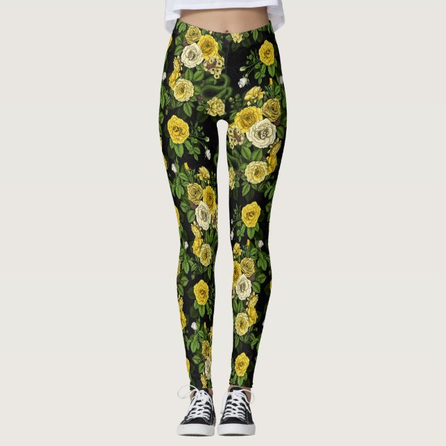 Gelb und grün versteckt in den Rose Leggings (Vorderseite)