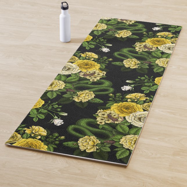 Gelb und grün versteckt in den Rose Yogamatte (Beispiel)