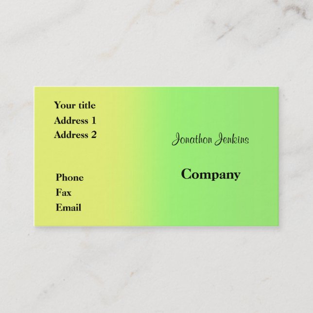 Gelb und grün visitenkarte (Vorderseite)