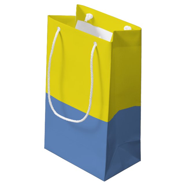 Gelb-und Himmel-Blau-Geschenk-Tasche Kleine Geschenktüte (Rückseite Schrägansicht)