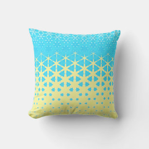 Gelb und Himmelblau geometrische Sterne und Schnee Kissen