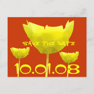 Gelb und Korallen Save the Date Mohn Ankündigungspostkarte
