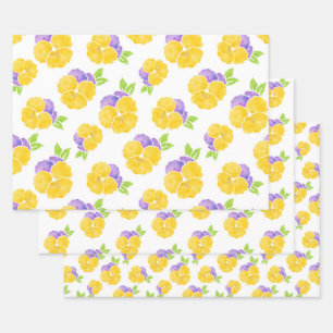 Gelb- und Lila Farbmuster Geschenkpapier Set