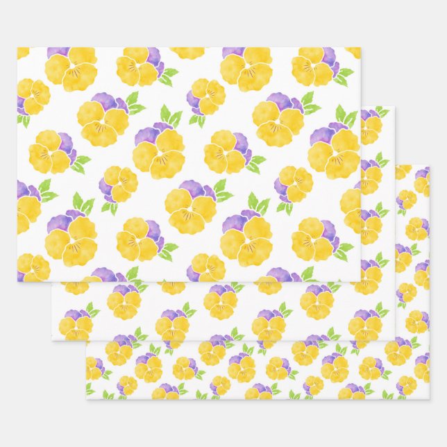 Gelb- und Lila Farbmuster Geschenkpapier Set (Set)