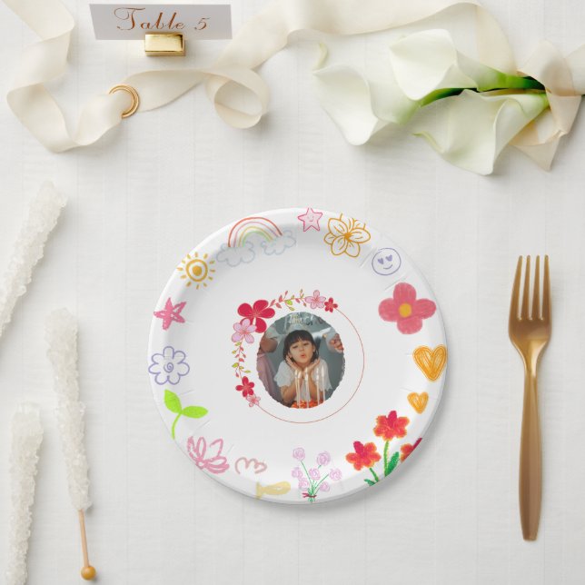 Gelb und Lila Kinder Party Teller (Hochzeit)