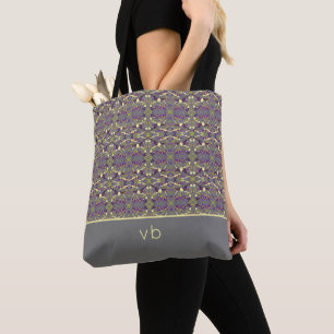 Gelb und Lila Mit Monogramm Tasche