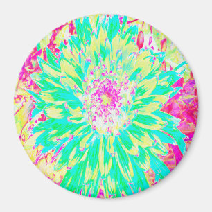 Gelb und Magenta Dekorative Dahlia Blume Magnet