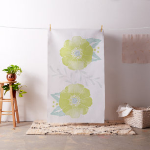Gelb und Minze rustikales Blumenmuster Stoff