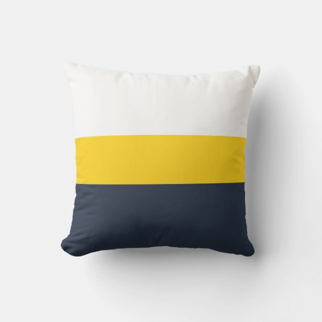 Gelb- und Navy-Streifen Kissen (Vorderseite)