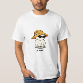 Gelb und Niedliche schwarze Katze Weißer T - Shirt