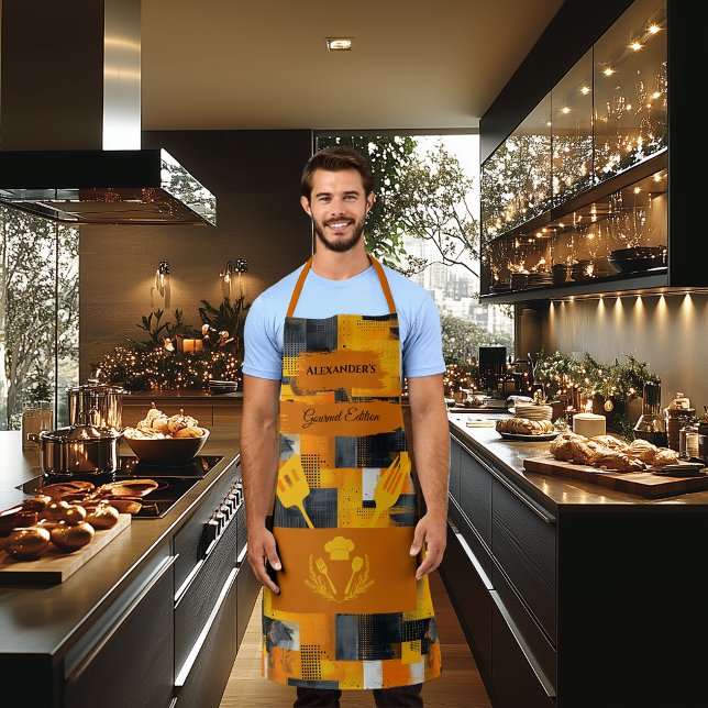 Gelb und orange Abstrakt - Moderne, kühne Küche Schürze (Von Creator hochgeladen)