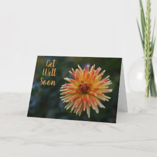 Gelb und Orange Dahlia bald gut grüßen Karte