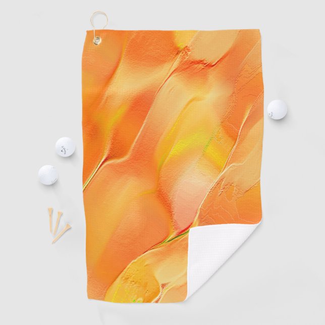 Gelb und orange gehärtet golfhandtuch (Insitu)