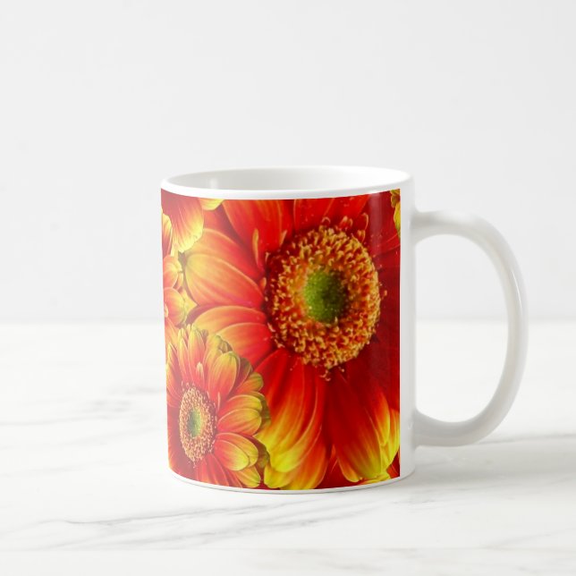 Gelb und Orange Gerbera Daisies Kaffeetasse (Rechts)