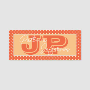 Gelb und Orange handgeschriebener Monogramm mit Pu Namensschild