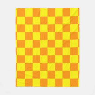 Gelb und Orange kariertes Quadratmuster-Wurf P Fleecedecke