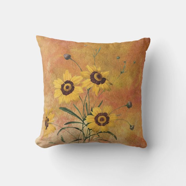 Gelb und Orange Shabby Floral Kissen (Vorderseite)