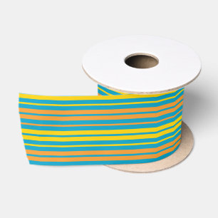 Gelb und orange vertikal gestreift blau   satinband