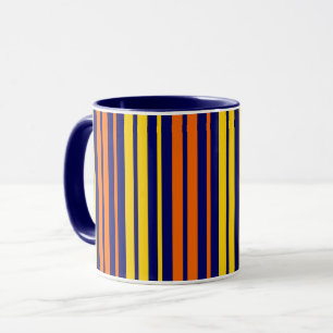 Gelb und Orange Vertikale Streifen Navy Blau Tasse