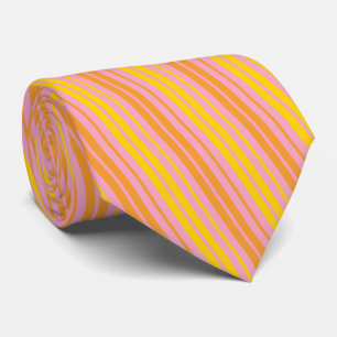 Gelb und Orange Vertikale Streifen Rosa Krawatte