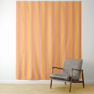 Gelb und Orange Vertikale Streifen Rosa Wandteppich