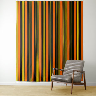 Gelb und Orange Vertikale Streifen Schwarz Wandteppich