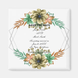 Gelb- und Orangefarbene Blüten Save the Date Magnet