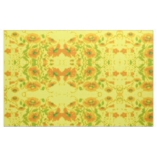 Gelb- und orangefarbener Blumenstoff Stoff