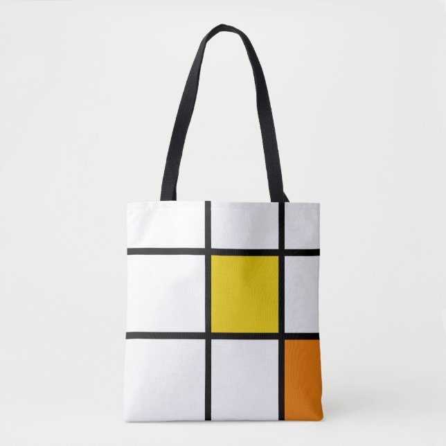 Gelb und orangefarbener Mondrian-Stil Tasche (Vorderseite)