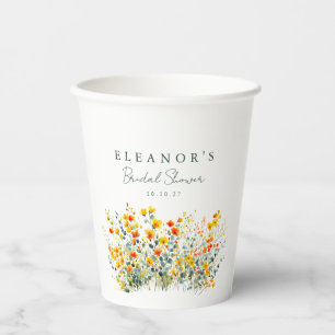 Gelb- und Orangengrasen-Wildblumen-Brautparty Pappbecher
