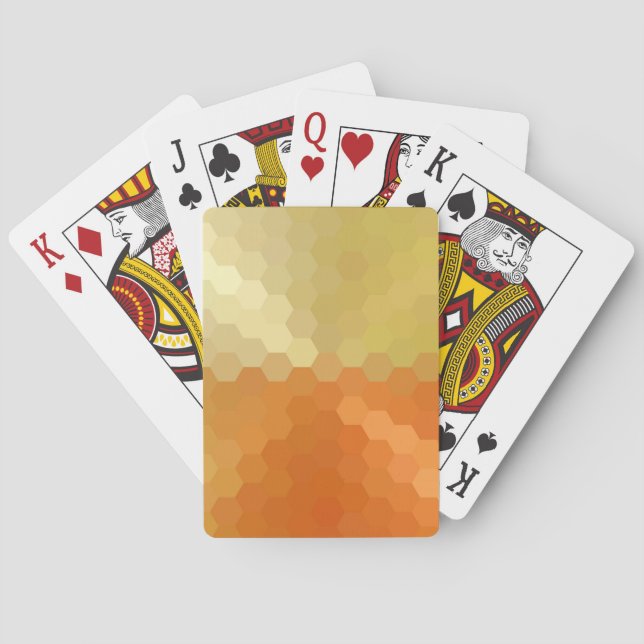 Gelb- und Orangenhexagonal Nahtloses Muster Spielkarten (Rückseite)