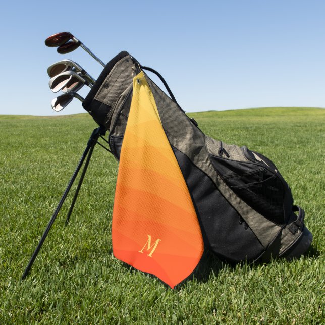 Gelb- und Orangenpolygonal Golfhandtuch (Gras)