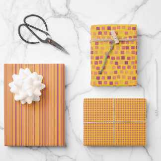 Gelb- und Orangenumhüllungspapier, Set 3 Geschenkpapier Set