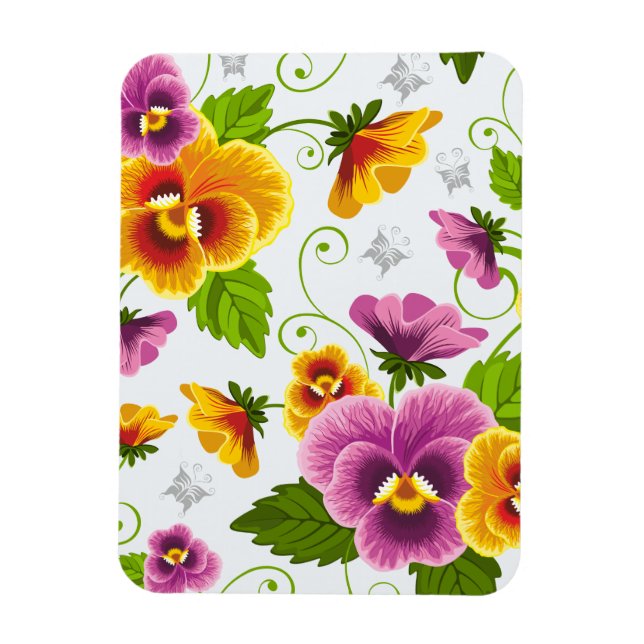 Gelb- und rosa Blumenmuster Magnet (Vertikal)