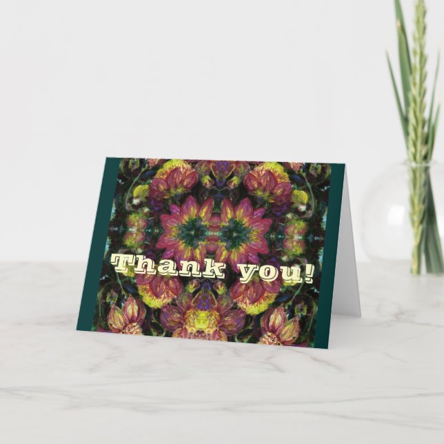Gelb und rosa Dahlias Dankeskarte (Vorderseite)
