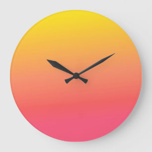 Gelb und rosa glänzen große wanduhr
