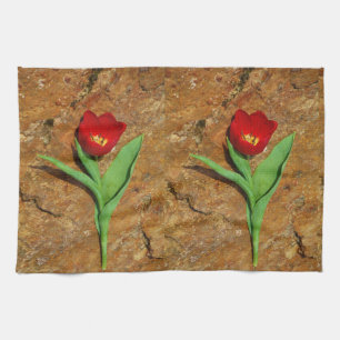 Gelb und Rot Geschirrtuch