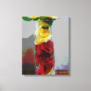 Gelb und rote Rosen Leinwanddruck